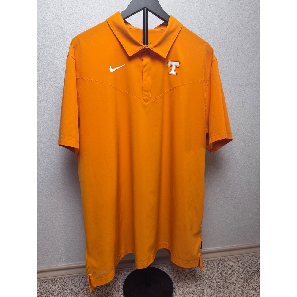 Nike Tennessee Volunteers Polo Shirt Mens XXL Orange Dri-FIT NCAA Golf‎ T Logo